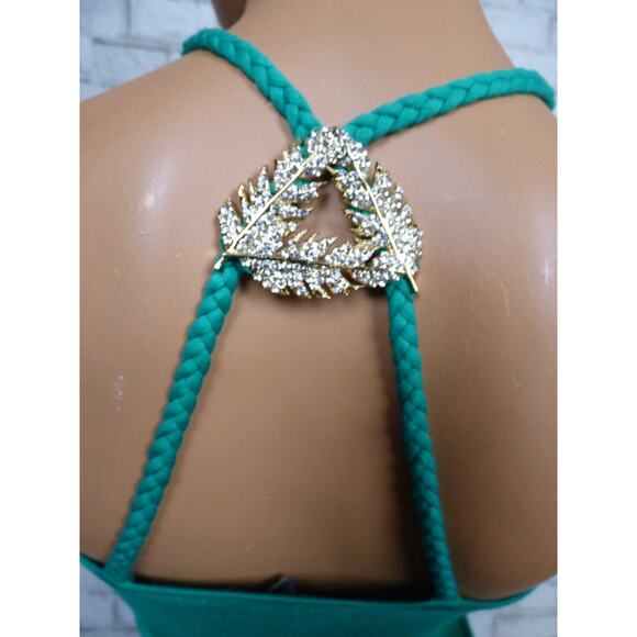 $178 Sky Brand Green Feather Embellished Vneck Tunic Top XS NEW - Picture 8 of 9